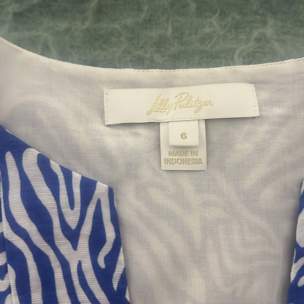 Lilly Pulitzer Laurelie Top in Martinique Blue Zee Bebe - Picture 3 of 4